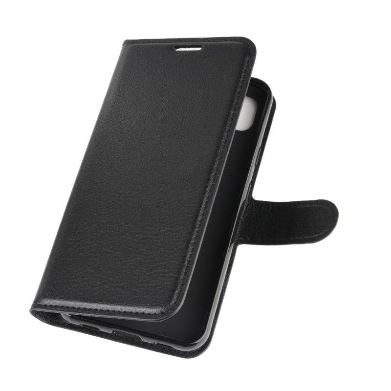 Leren Hoesje Google Pixel 4a Wit Zwart Klassiek
