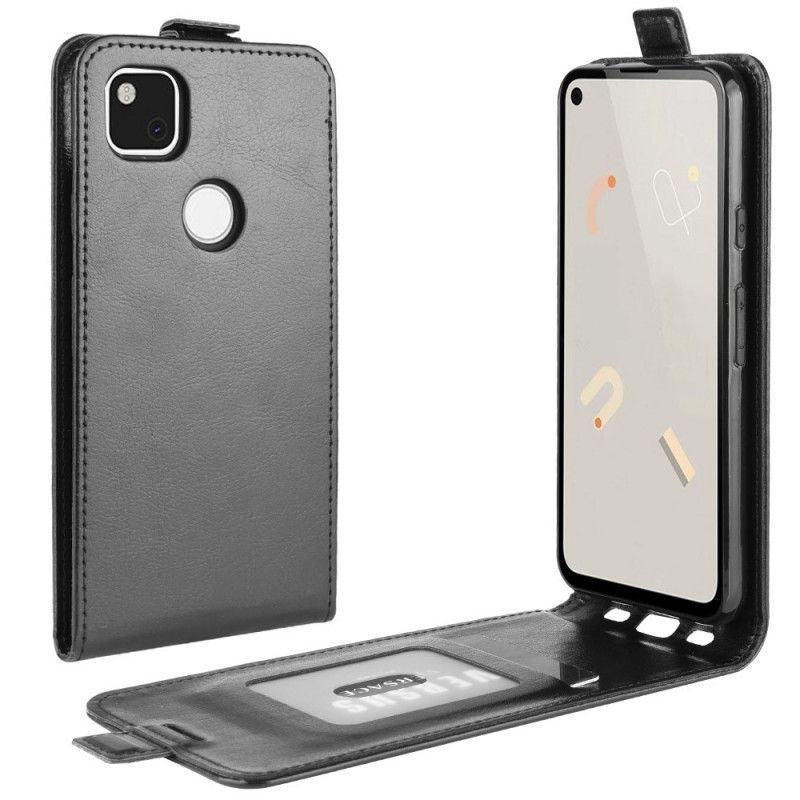 Leren Hoesje Google Pixel 4a Wit Zwart Opvouwbaar