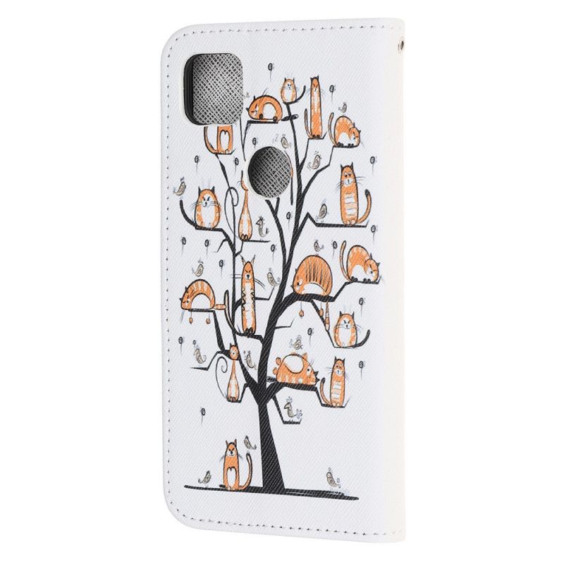 Leren Hoesje voor Google Pixel 4a Funky String Katten
