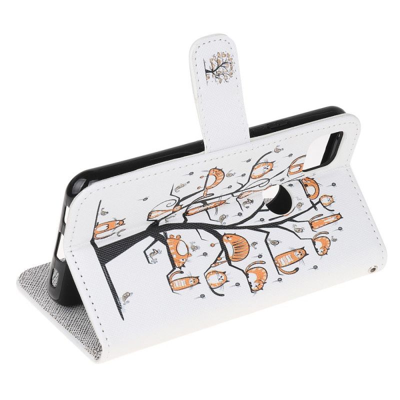 Leren Hoesje voor Google Pixel 4a Funky String Katten
