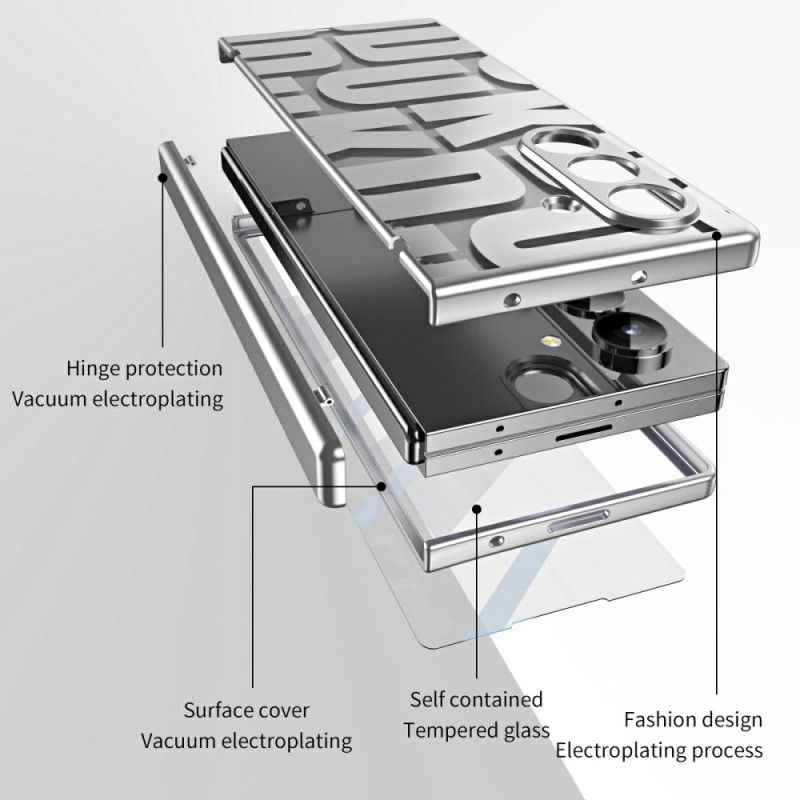 Cover Hoesje Samsung Galaxy Z Fold 7 Telefoonhoesje Letterontwerp Met Schermbeschermer Van Gehard Glas