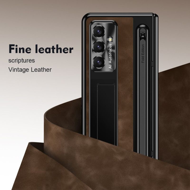 Cover Hoesje Samsung Galaxy Z Fold 7 Telefoonhoesje Standaard Met Lederlook En Stylushouder