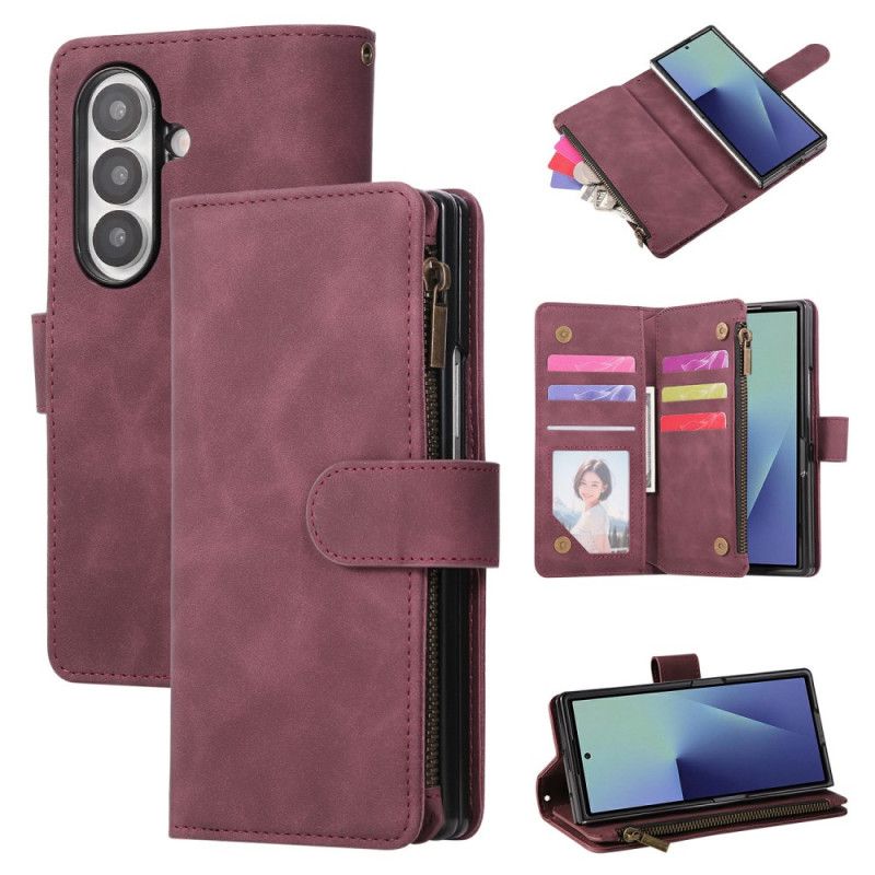 Folio-hoesje Samsung Galaxy Z Fold 7 Portemonnee Met Suède-look En Schouderband