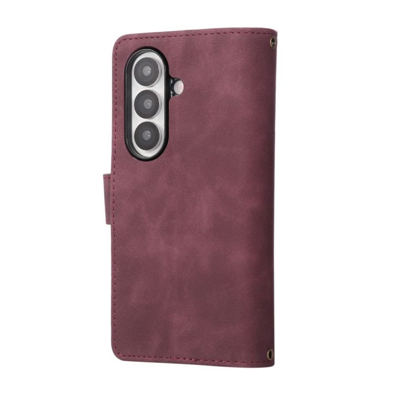 Folio-hoesje Samsung Galaxy Z Fold 7 Portemonnee Met Suède-look En Schouderband