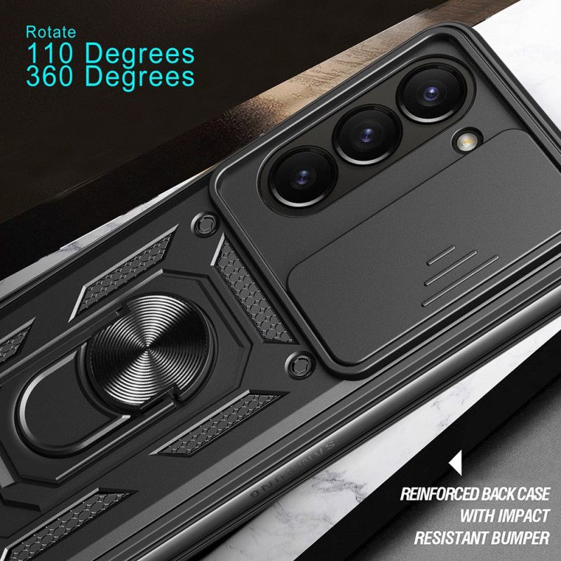 Hoesje Samsung Galaxy Z Fold 7 Ringhouder En Schuifbare Cameracover Bescherming Hoesje