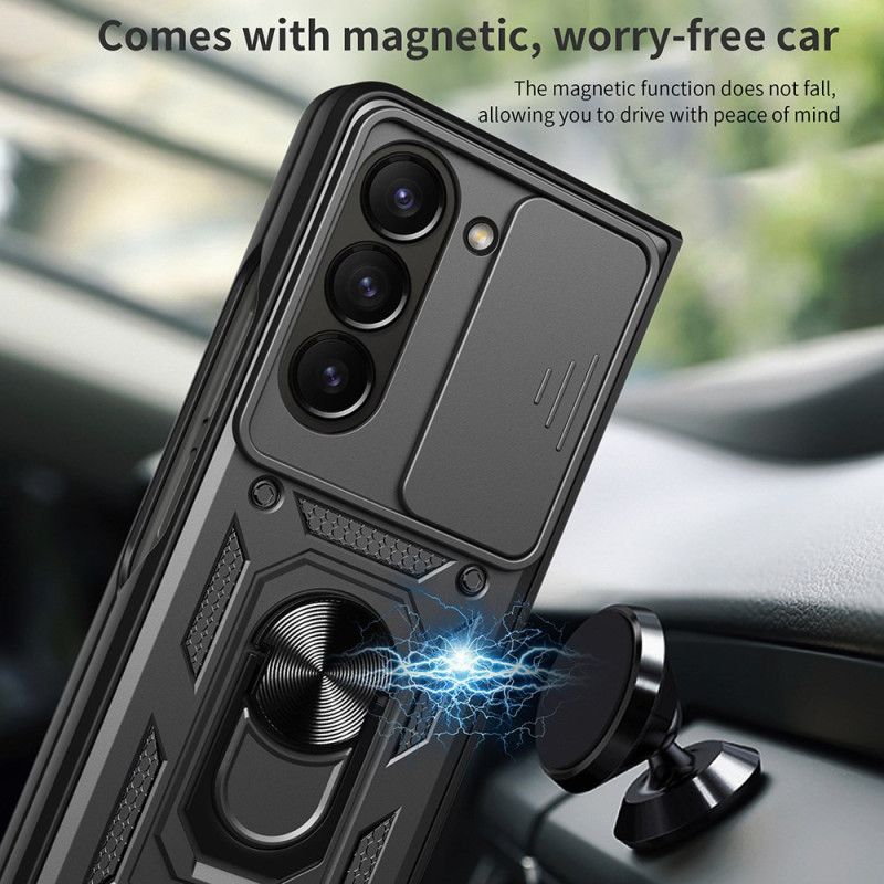 Hoesje Samsung Galaxy Z Fold 7 Ringhouder En Schuifbare Cameracover Bescherming Hoesje