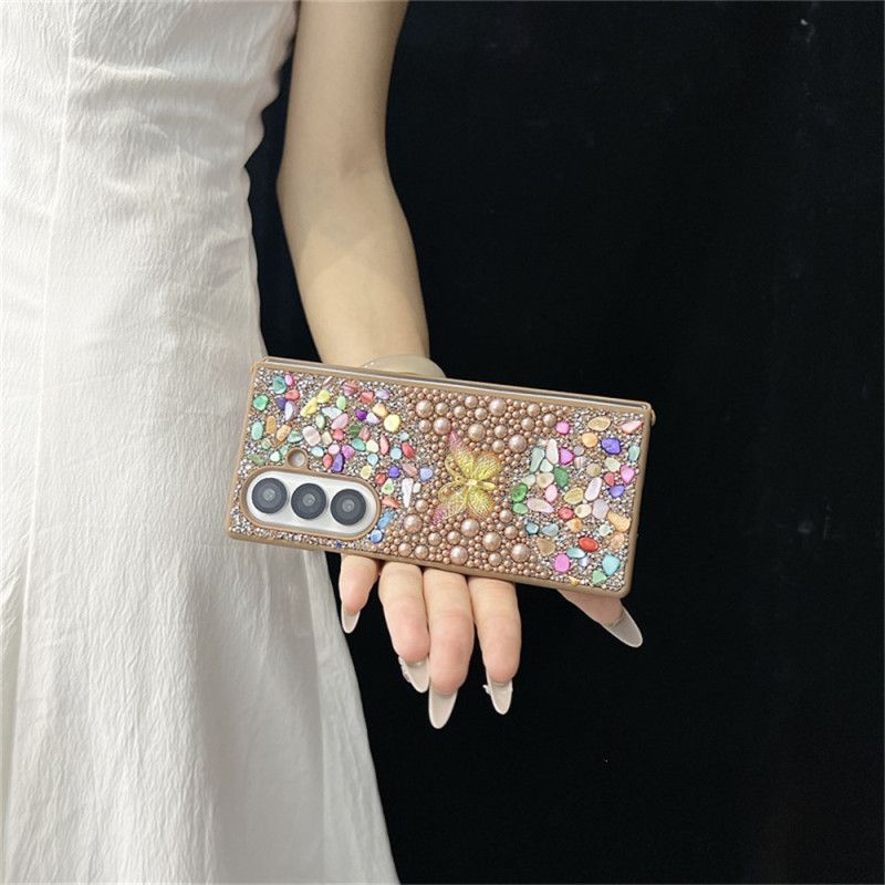 Hoesje Voor Samsung Galaxy Z Fold 7 Vlinder Met Strasssteentjes