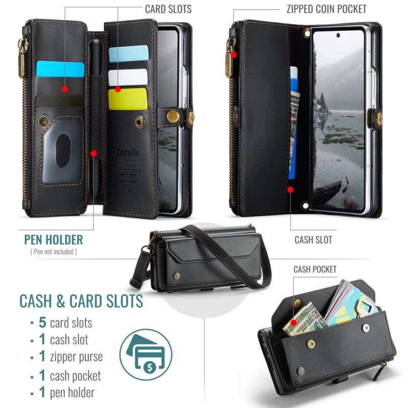 Leren Hoesje Samsung Galaxy Z Fold 7 Caseme Portemonnee Bescherming Hoesje