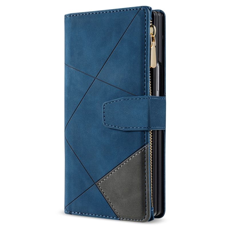 Leren Hoesje Samsung Galaxy Z Fold 7 Tweekleurige Portemonnee Bescherming Hoesje