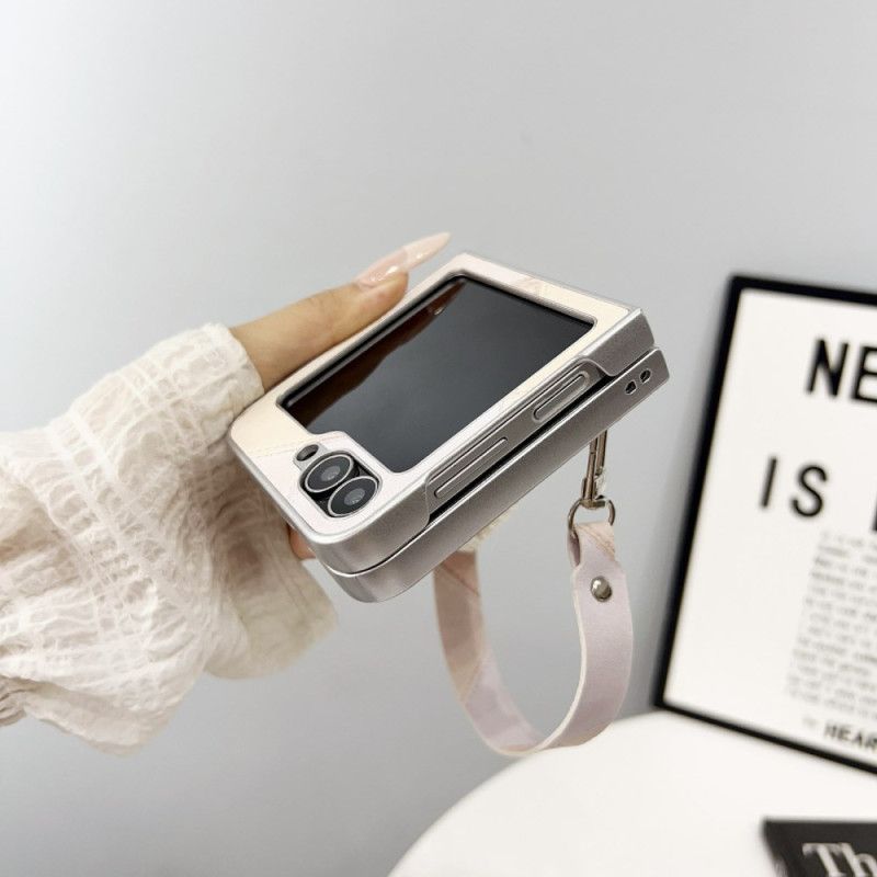 Case Hoesje Samsung Galaxy Z Flip 7 Fe Telefoonhoesje Diamantpatroon Met Bandje