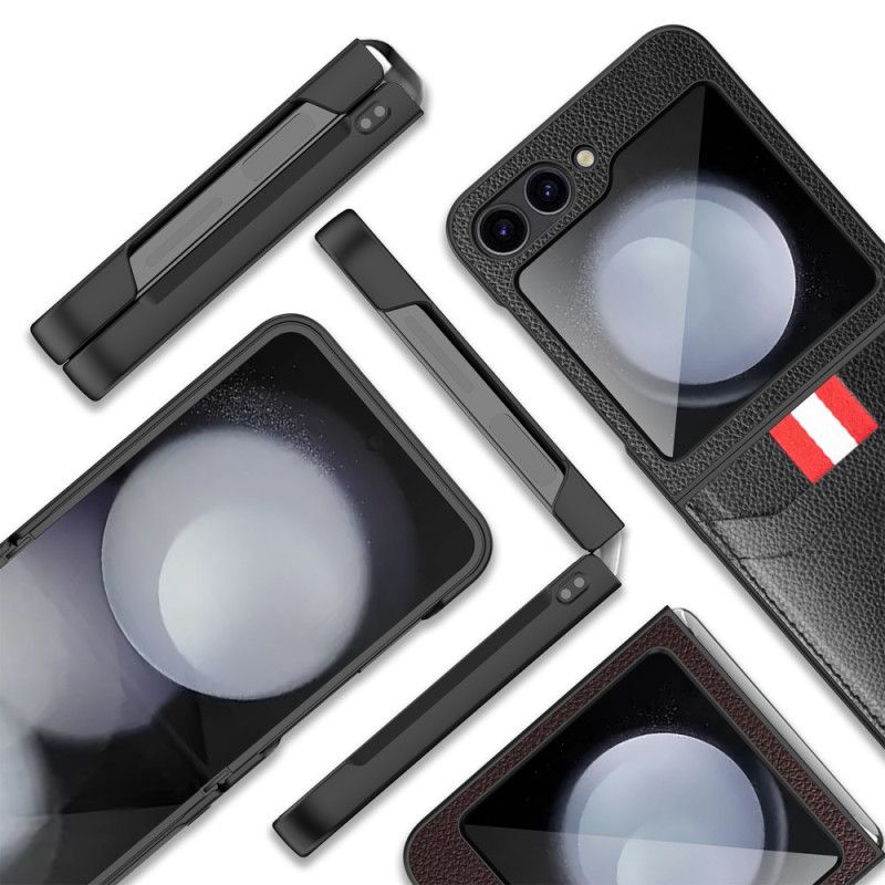 Case Hoesje Samsung Galaxy Z Flip 7 Fe Telefoonhoesje Kaarthouder Met Lychee-textuur