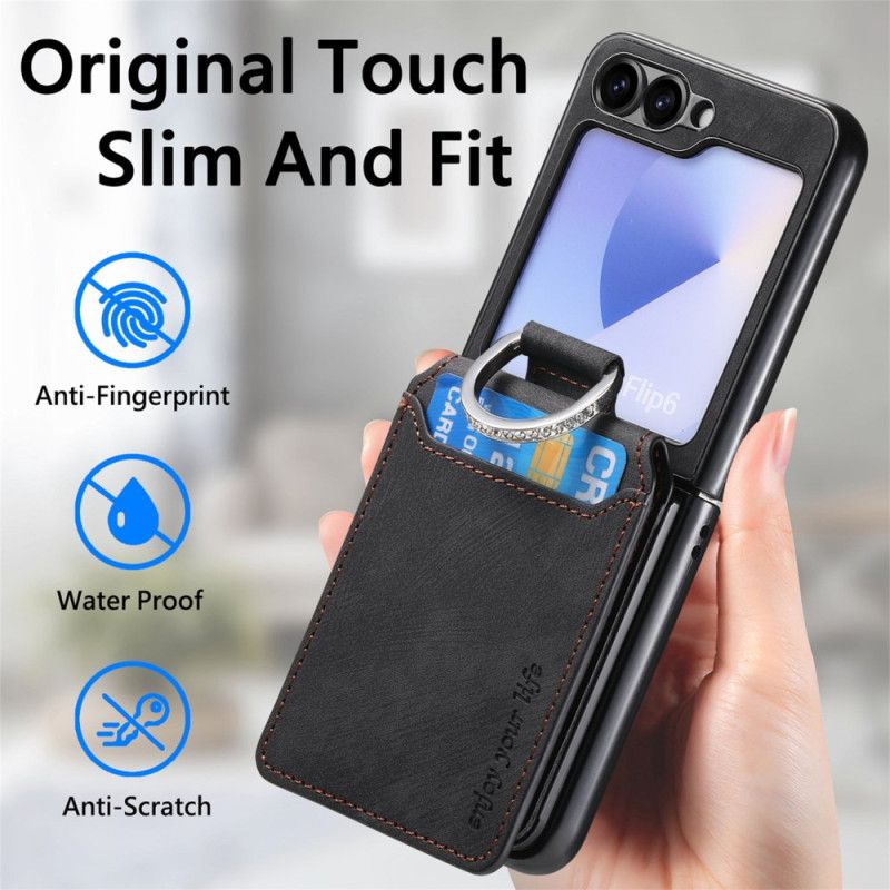 Case Hoesje Samsung Galaxy Z Flip 7 Fe Telefoonhoesje Suède-effect Met Kaarthouder