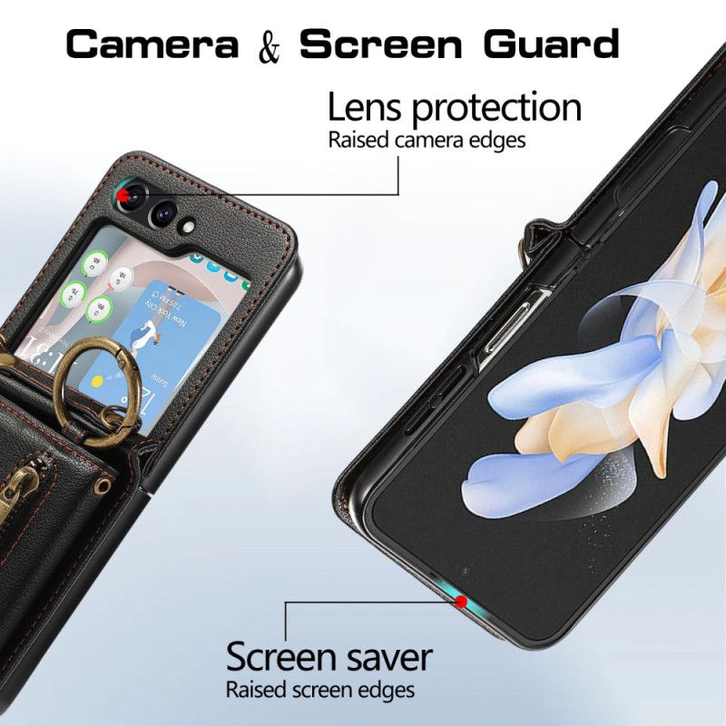 Cover Hoesje Samsung Galaxy Z Flip 7 Fe Telefoonhoesje Portemonnee Met Rits En Schouderband
