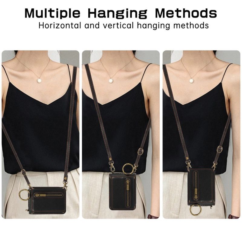 Cover Hoesje Samsung Galaxy Z Flip 7 Fe Telefoonhoesje Portemonnee Met Rits En Schouderband