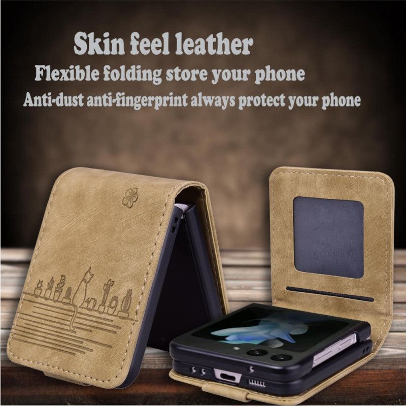 Cover Samsung Galaxy Z Flip 7 Fe Kaarthouder Met Kattenmotief Bescherming Hoesje