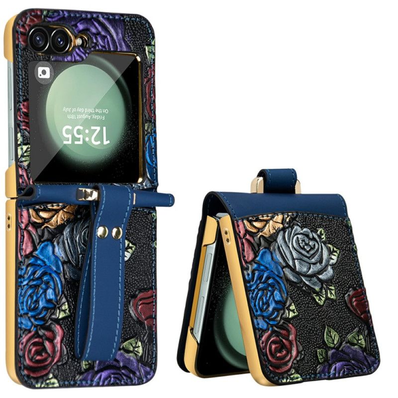 Hoesje Samsung Galaxy Z Flip 7 Fe Crossbodyriem Met Bloemendesign Bescherming Hoesje