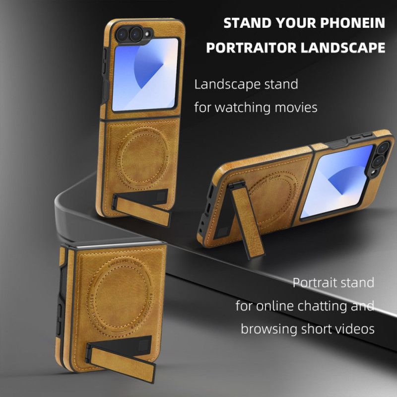 Hoesje Samsung Galaxy Z Flip 7 Fe Magsafe-compatibele Standaard Met Lederlook