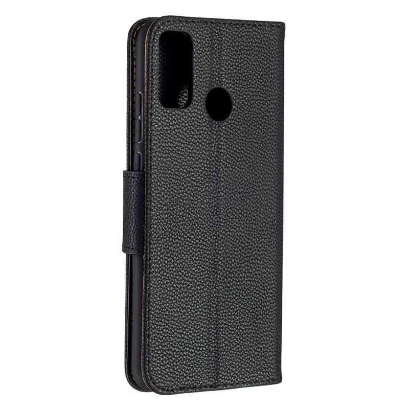 Bescherming Hoesje Honor 9X Lite Grijs Zwart Lychee Schuine Flap