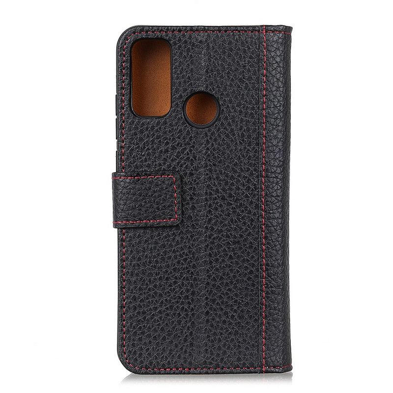 Cover Folio-hoesje Honor 9X Lite Zwart Telefoonhoesje Naden In Lychee-Leereffect