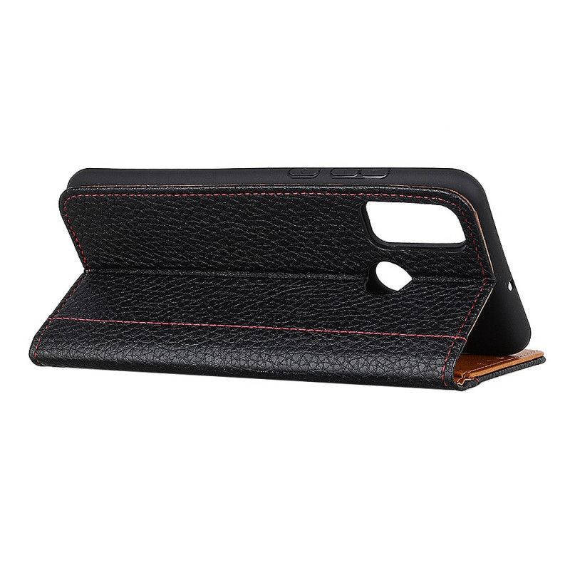 Cover Folio-hoesje Honor 9X Lite Zwart Telefoonhoesje Naden In Lychee-Leereffect