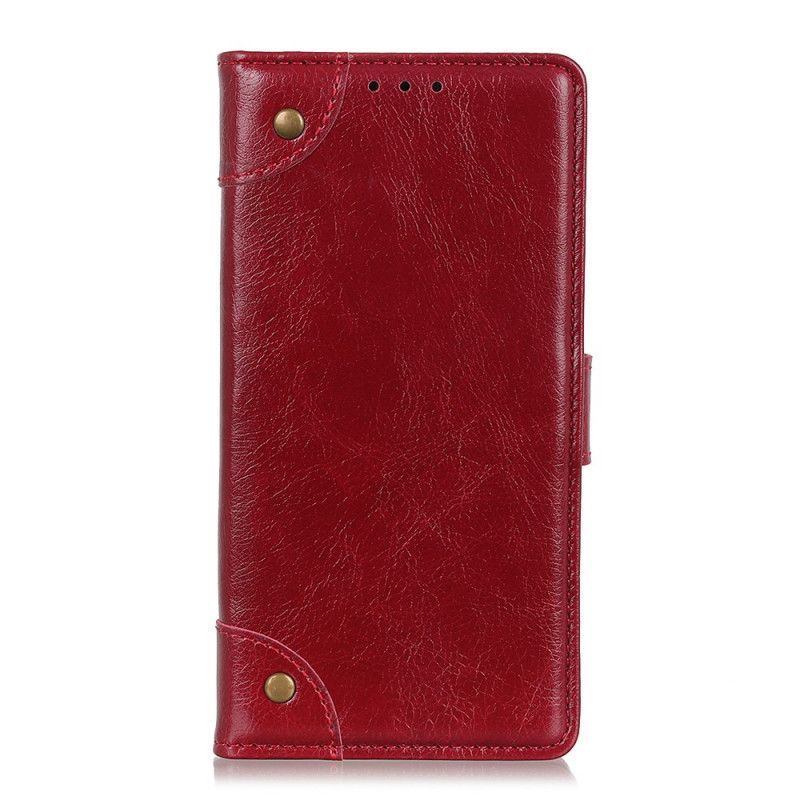 Leren Hoesje Honor 9X Lite Rood Zwart Telefoonhoesje Antiek Nappaleder Effect