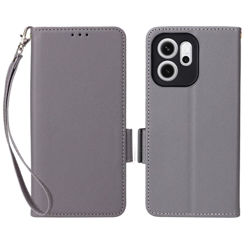 Flip Case Leren Oppo Reno 14f 5g Draagkoord Van Imitatieleer