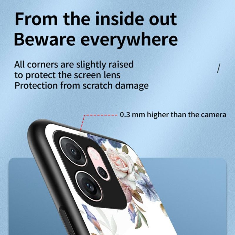 Hoesje Oppo Reno 14f 5g Bloemenpatroon Gehard Glas