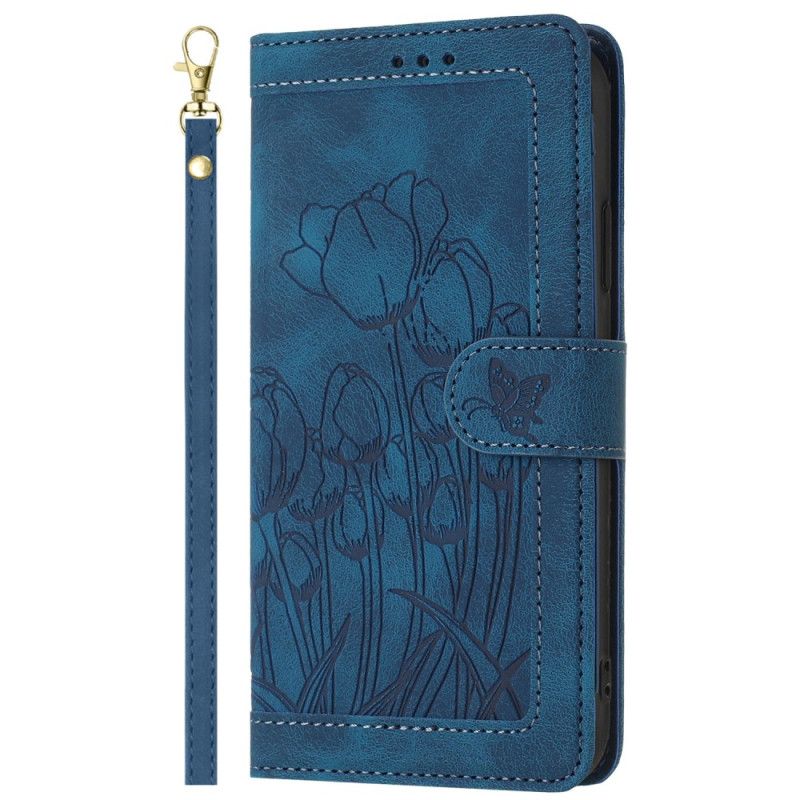 Leren Hoesje Oppo Reno 14f 5g Bloemen Suède-effect Bescherming Hoesje