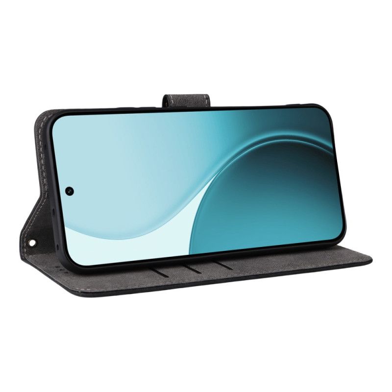 Leren Hoesje Voor Oppo Reno 14f 5g Rfid-bescherming Suède-effect Met Riempje