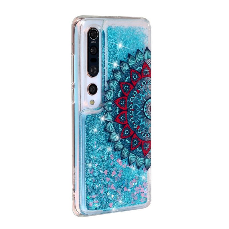 Hoesje Xiaomi Mi 10 / 10 Pro Lichtblauw Donkerblauw Glitter Mandala