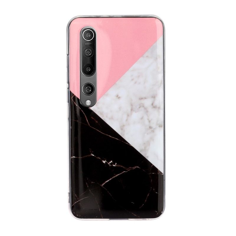 Hoesje Xiaomi Mi 10 / 10 Pro Wit Zwart Marmerpatroon