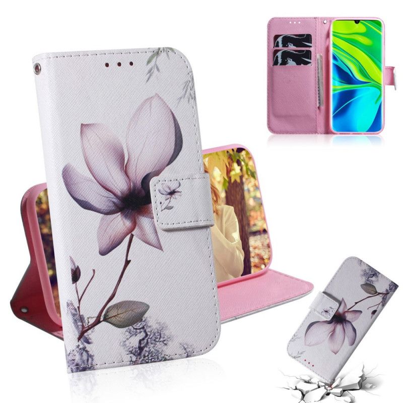 Leren Hoesje Xiaomi Mi 10 / 10 Pro Telefoonhoesje Een Roze Bloem