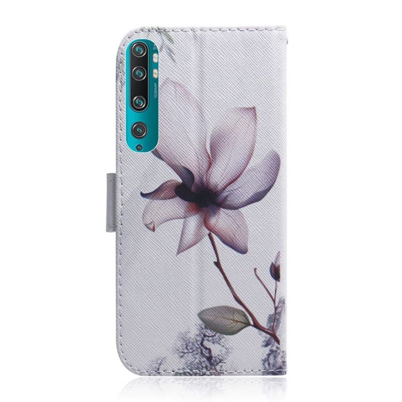 Leren Hoesje Xiaomi Mi 10 / 10 Pro Telefoonhoesje Een Roze Bloem