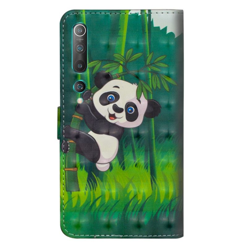 Leren Hoesje Xiaomi Mi 10 / 10 Pro Telefoonhoesje Panda En Bamboe