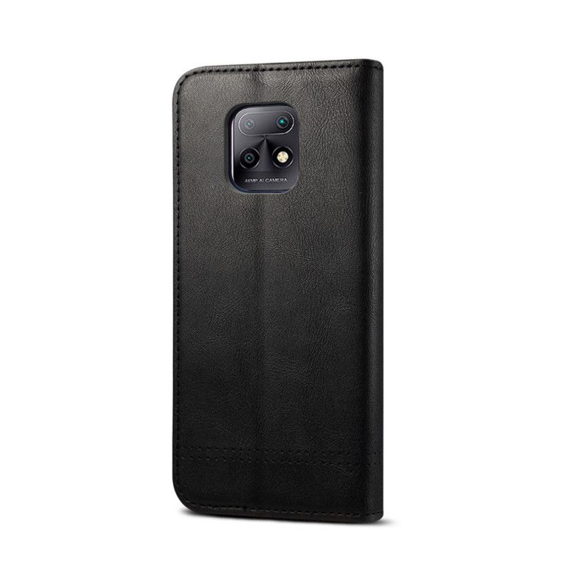Folio-hoesje voor Xiaomi Redmi 10X / 10X Pro Rood Zwart Gestikt Leereffect