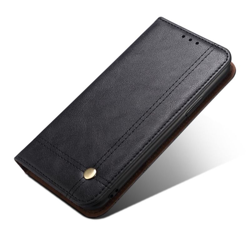 Folio-hoesje voor Xiaomi Redmi 10X / 10X Pro Rood Zwart Gestikt Leereffect