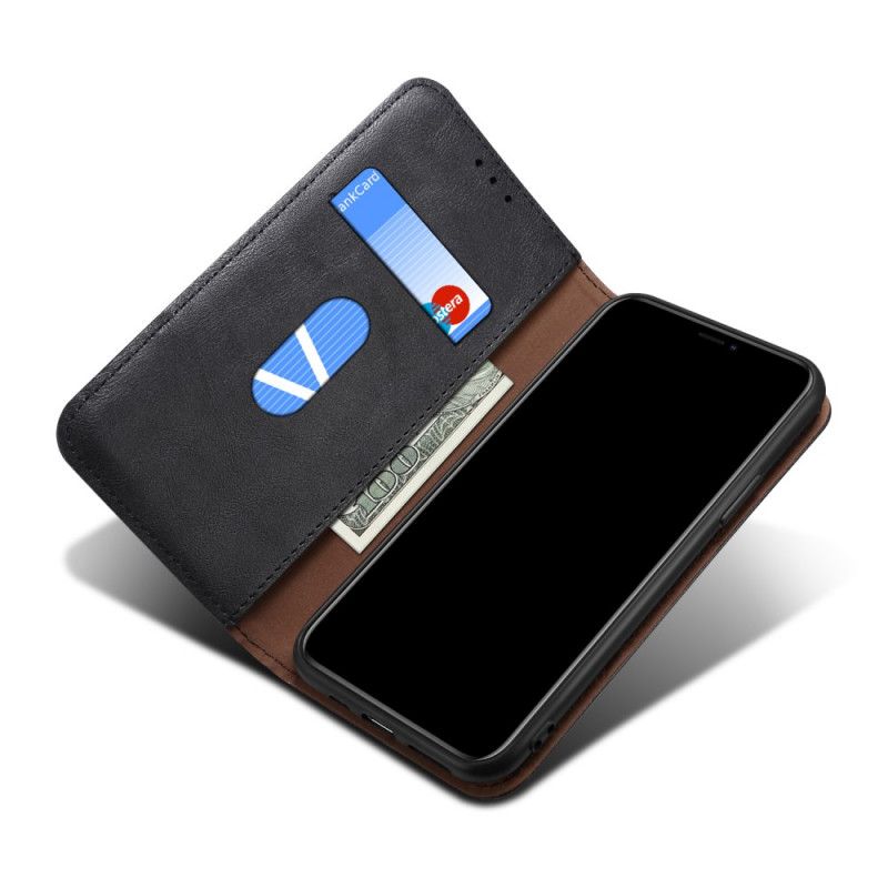 Folio-hoesje voor Xiaomi Redmi 10X / 10X Pro Rood Zwart Gestikt Leereffect