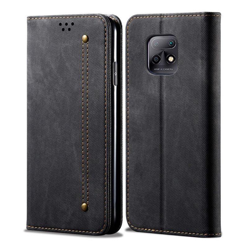 Folio-hoesje Xiaomi Redmi 10X / 10X Pro Donkerblauw Zwart Telefoonhoesje Jeansstof