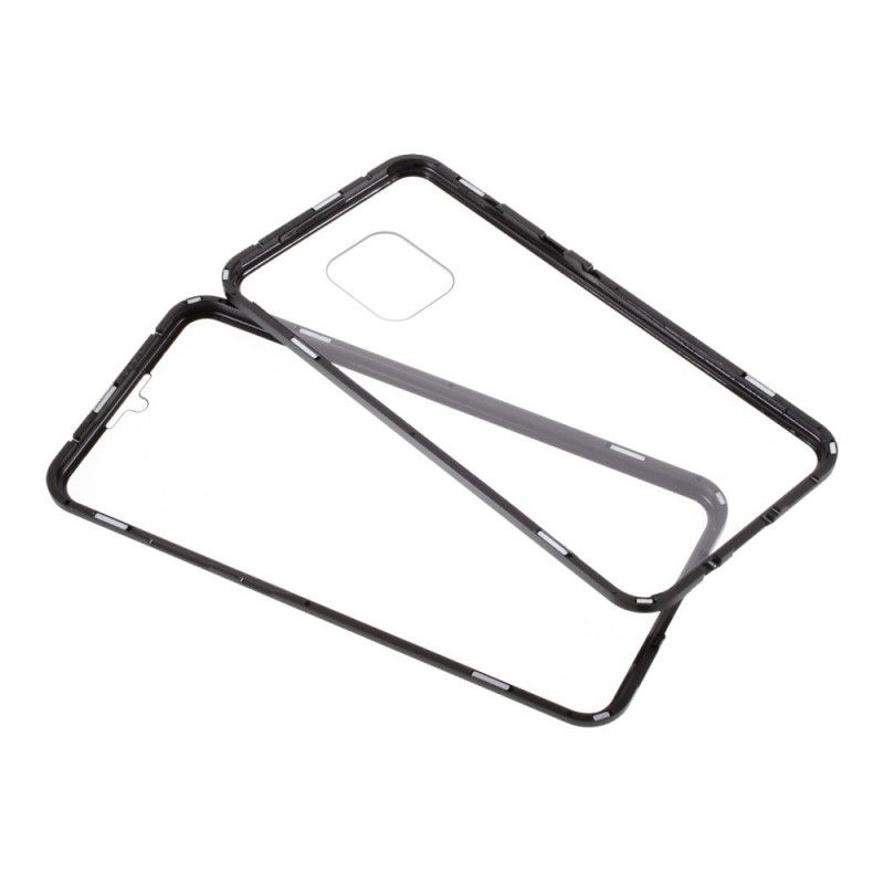 Hoesje Xiaomi Redmi 10X / 10X Pro Rood Zwart Voor En Achter Gehard Glas En Metaal