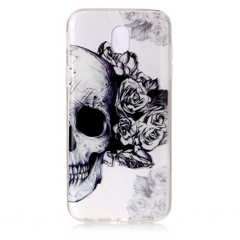 Cover Hoesje Samsung Galaxy J3 2017 Telefoonhoesje Transparant Gebloemde Schedel