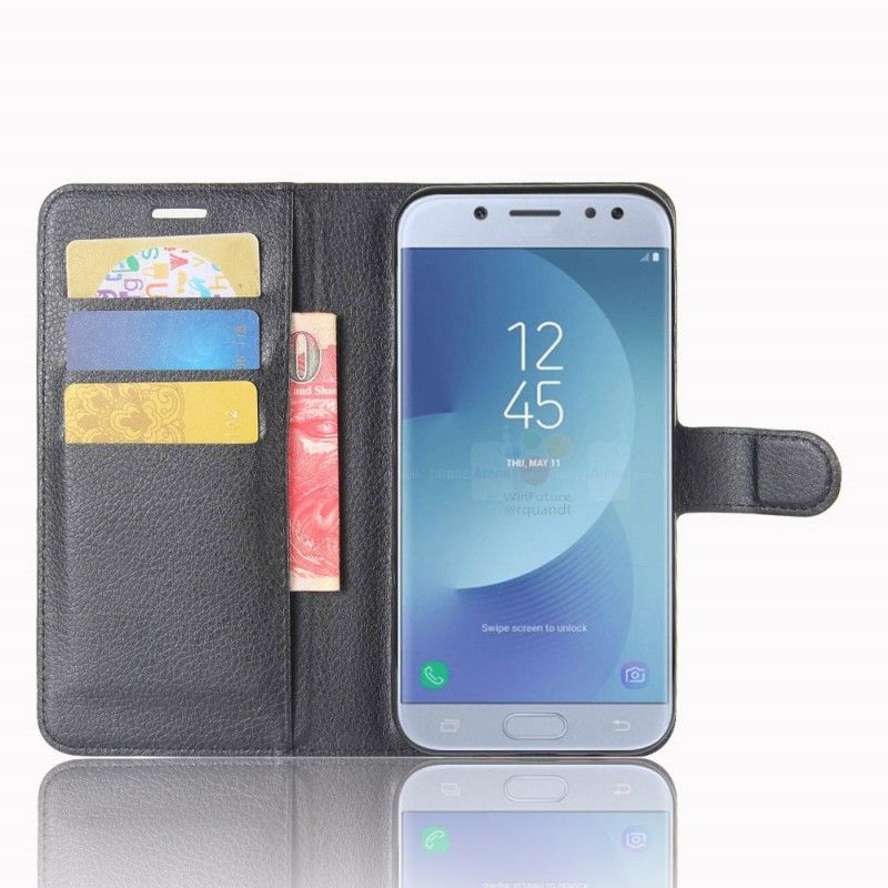 Flip Case Leren Samsung Galaxy J3 2017 Wit Zwart Klassiek