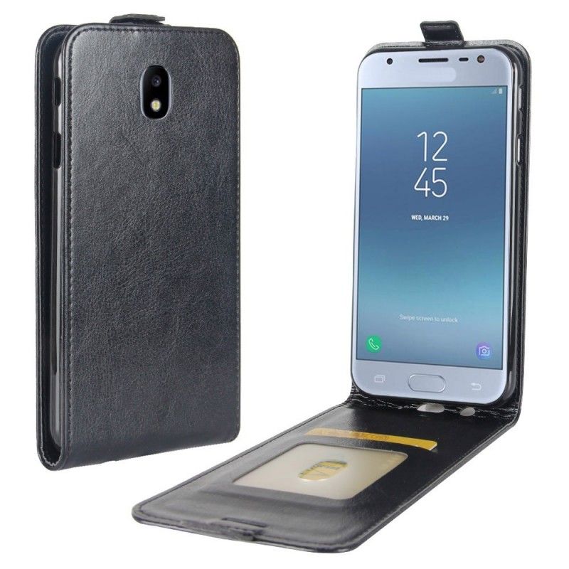 Flip Case Leren Samsung Galaxy J3 2017 Wit Zwart Vouwledereffect