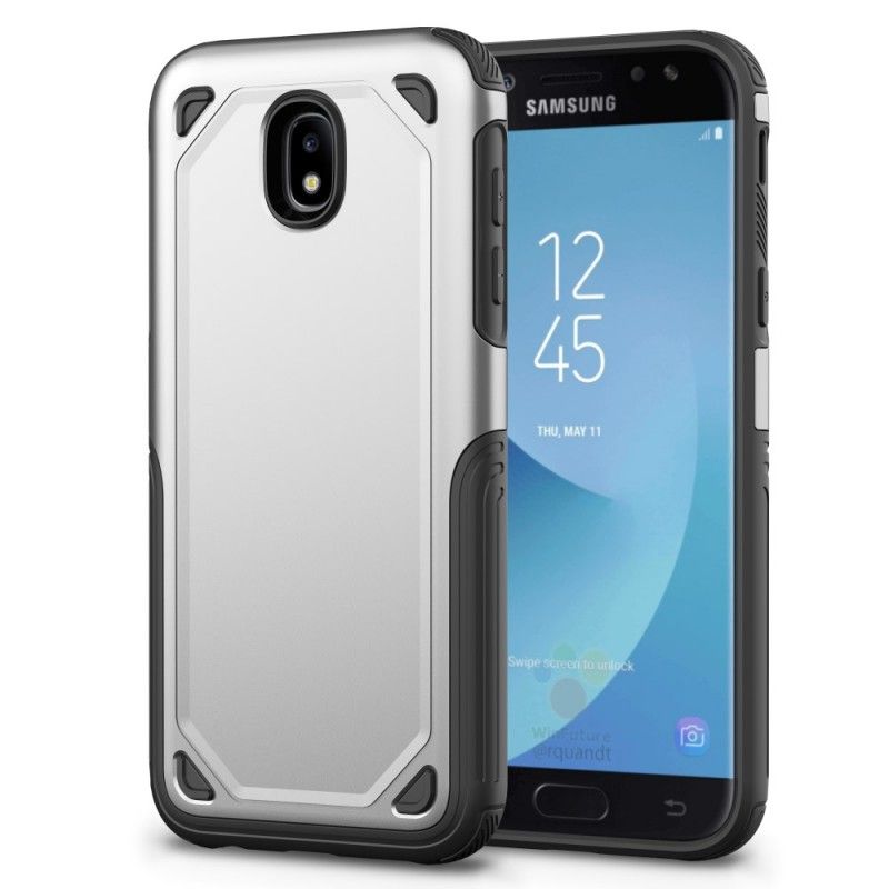 Hoesje Samsung Galaxy J3 2017 Grijs Zwart Pantser Met Metaaleffect
