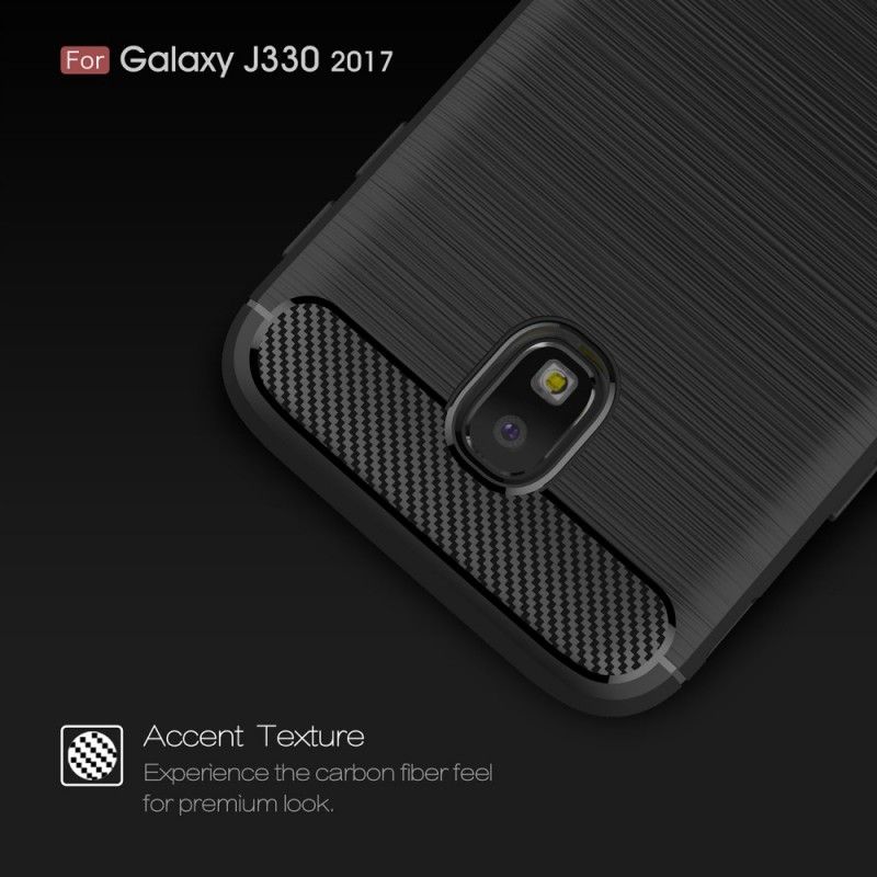 Hoesje voor Samsung Galaxy J3 2017 Grijs Zwart Geborsteld Koolstofvezel