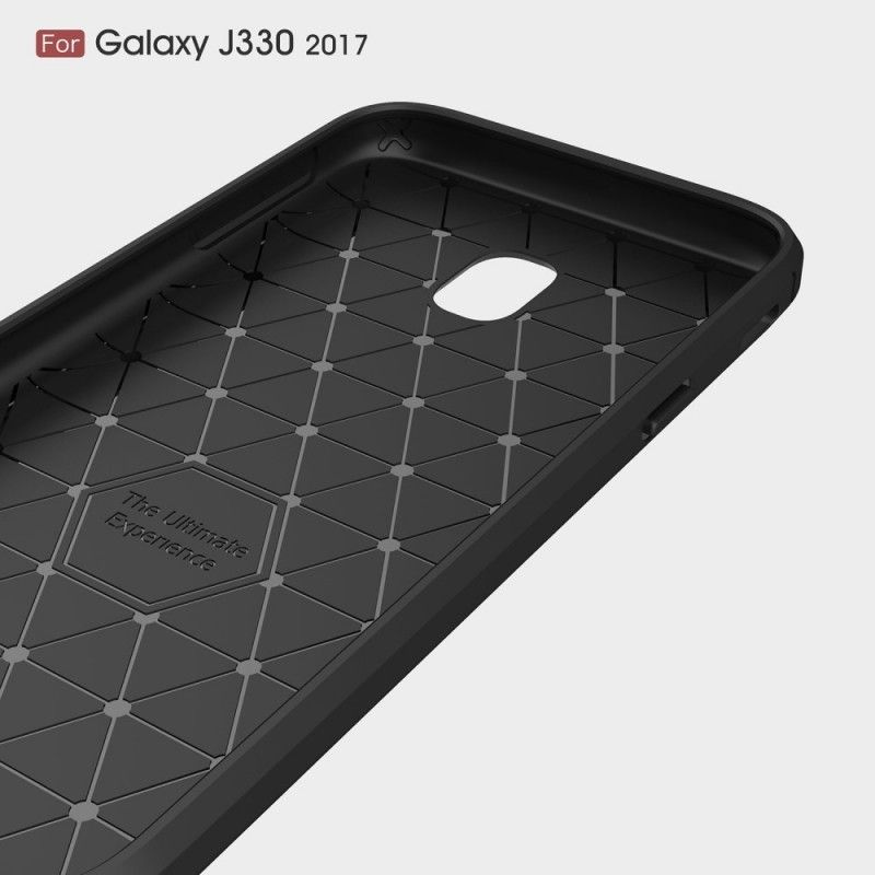 Hoesje voor Samsung Galaxy J3 2017 Grijs Zwart Geborsteld Koolstofvezel