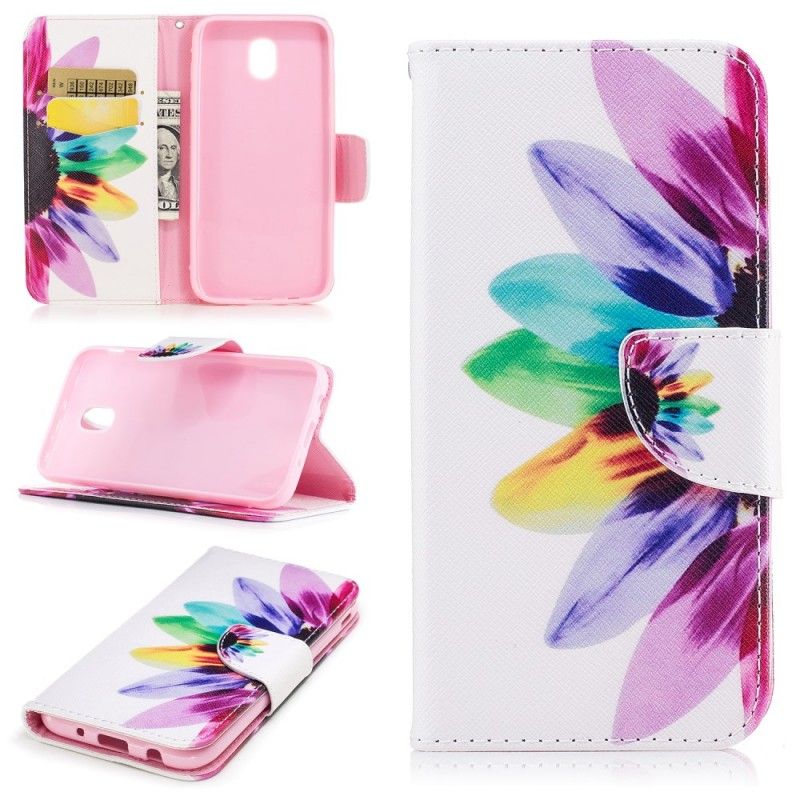 Leren Hoesje Samsung Galaxy J3 2017 Aquarelbloem