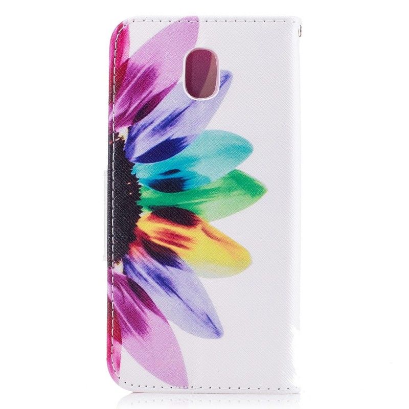 Leren Hoesje Samsung Galaxy J3 2017 Aquarelbloem