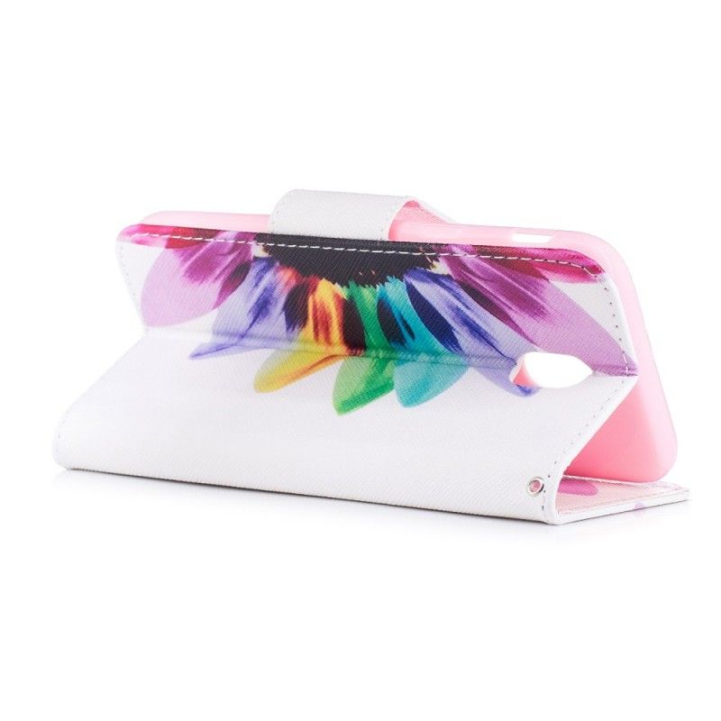 Leren Hoesje Samsung Galaxy J3 2017 Aquarelbloem