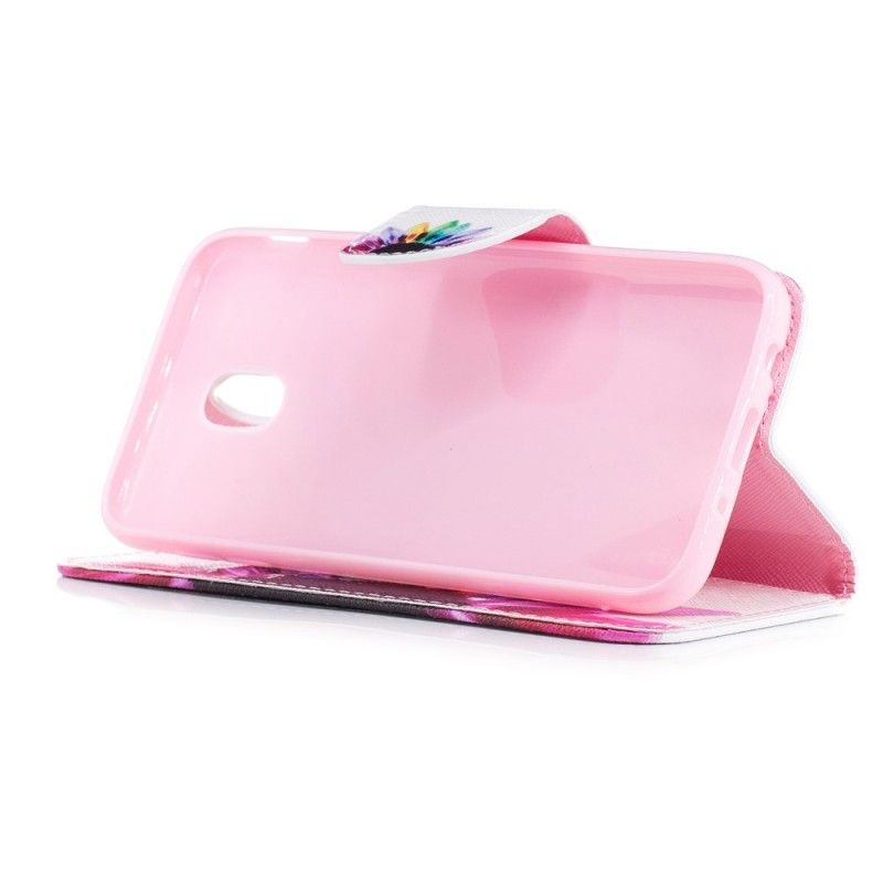 Leren Hoesje Samsung Galaxy J3 2017 Aquarelbloem