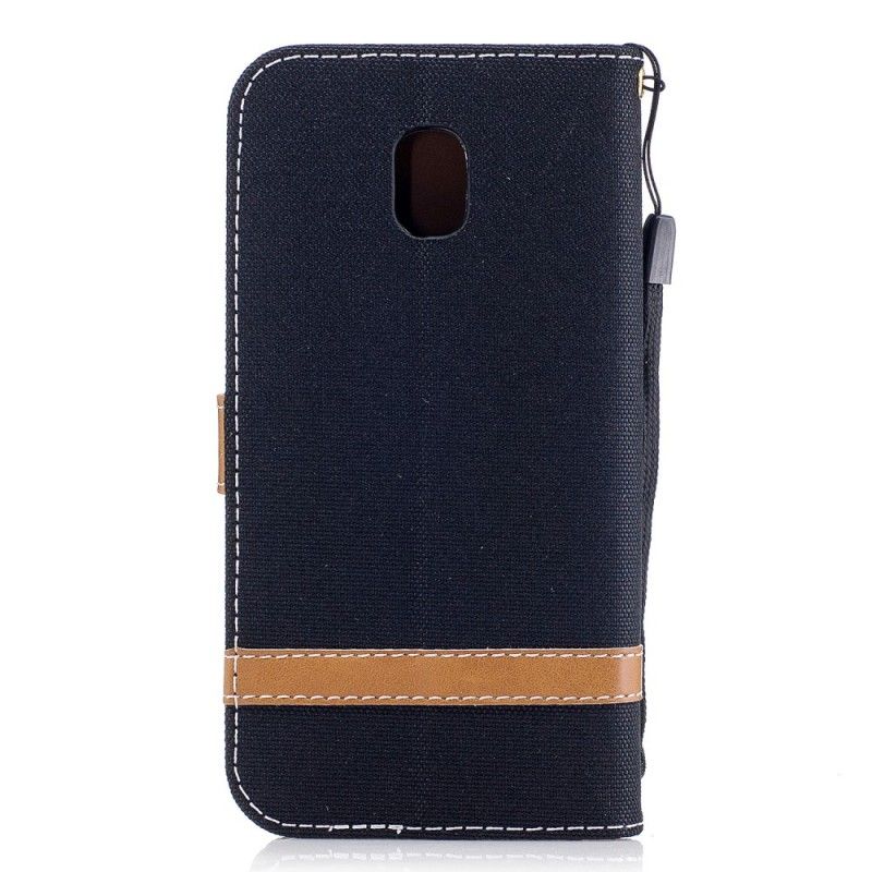 Leren Hoesje Samsung Galaxy J3 2017 Grijs Zwart Stof En Leereffect